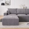 Modular Sectional Sofa With USB Charger And Petal Armrest - Gray - Image 14
