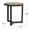 Outdoor Side Table With Iron Base And Slatted Top - Brown - Image 3