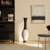 Tall Designer Floor Vase Artificial With 2 Tone Decorative Accent For Living Room - White / Black - Image 13