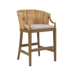 Handcrafted Rattan Counter Stool With Cushioned Seat - Natural
