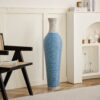 Tall Standing Designer Floor Vase Durable Artificial 2 Tone Ideal Decor Accent For Living Room - Lake Blue - Image 9