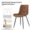 Modern Medieval Style Restaurant Cushioned Chairs With Suede Backrests And Black Metal Legs, (Set of 4) - Brown - Image 7