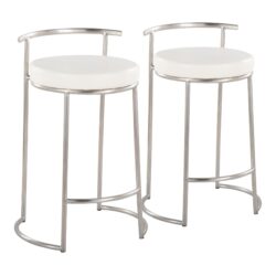 Fuji - Round Contemporary Fixed Height Counter Stool (Set of 2) - White