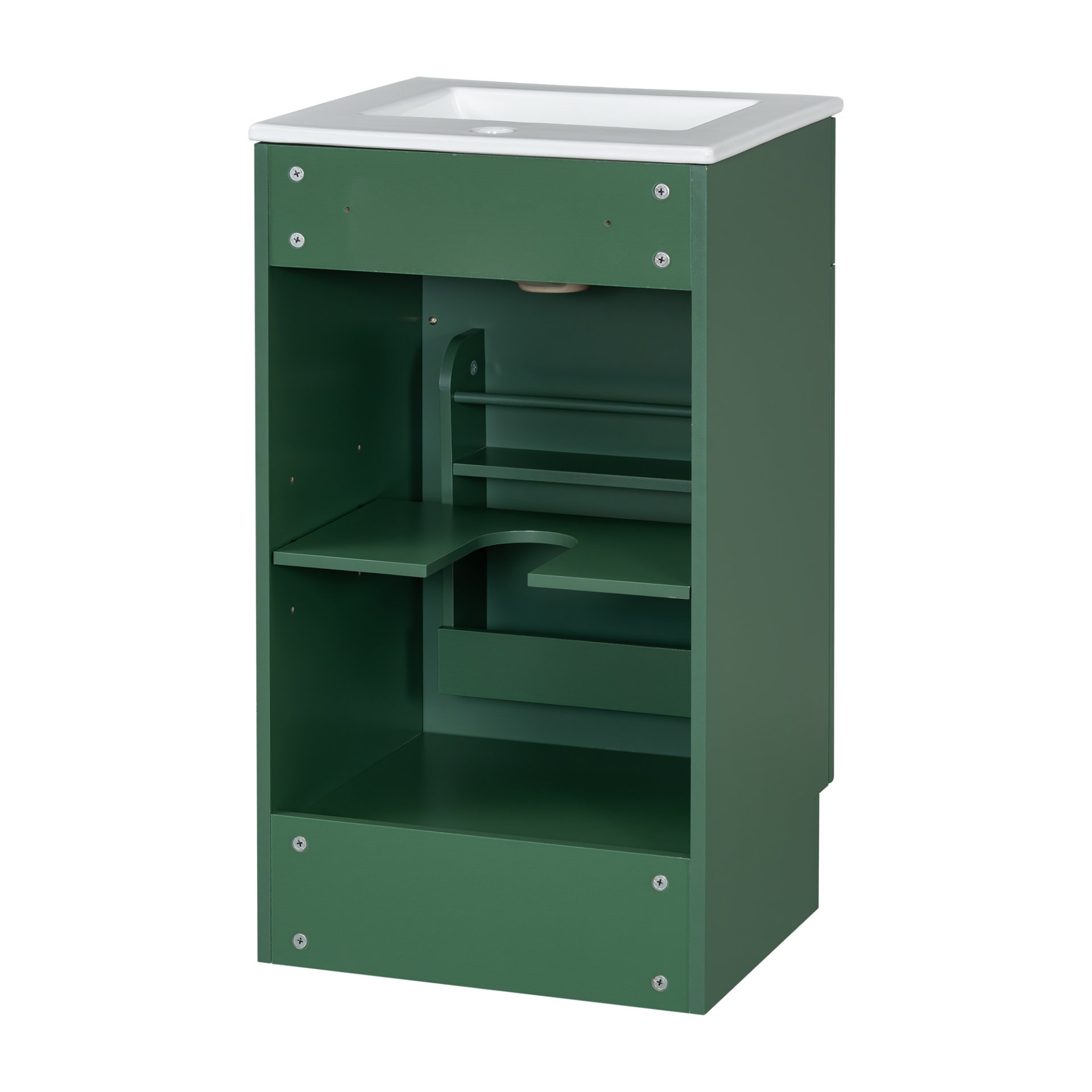 18" Bathroom Vanity With Sink, & Ceramic Cabinet With Adjustable Shelf - Green - Image 18