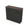 Double Tilt Out Trash Cabinet With Hideaway Drawer And Barn Door - Black - Image 15