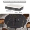Modern Man-Made Stone Round Metal Dining Table-Position For 6 People - Black - Image 8