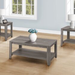 Transitional Table Set, Coffee, End, Side, Accent For Living Room (Set of 3) - Gray