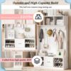 Hall Tree With 6 Hooks, Coat Hanger, Entryway Bench, 3 In 1 Design, A Spacious Drawer For Entrance, Living Room - White - Image 6