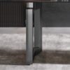 63" Modern Artificial Stone Black Curved Black Metal Leg Dining Table, 6 People - Black - Image 9