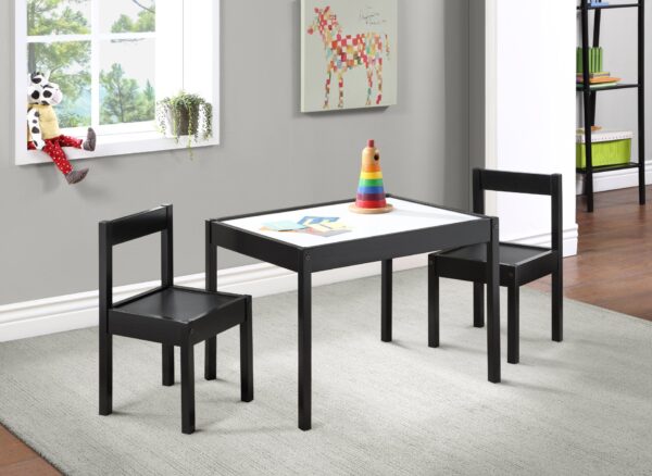 Gibson - 3-Piece Dry Erase Kids Table & Two Chair Set - Black