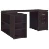 L Shape Computer Desk With Multiple Storage And 3 Drawers - Cappuccino - Image 4