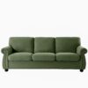 Soft Sofa, Upholstered 3 Seater Couch, Loose Back Cushions And Turned Legs - Green - Image 10