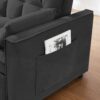 Modern Convertible Velvet Loveseat Futon Sofa With Sleeper Bed Function - Black - Image 7