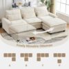 L Shaped Sectional Sofa With Movable Ottoman - Beige - Image 7