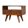 Mini Curved Media Unit With 2 Drawers - Chestnut - Image 2