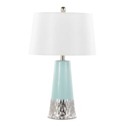 Penelope - Contemporary Table Lamp With Tiffany Blue / Silver / White