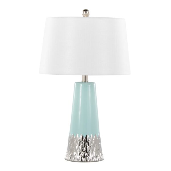Penelope - Contemporary Table Lamp With Tiffany Blue / Silver / White