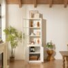 Retro Style Hutch Cabinet With Single Glass Door, China Cabinet For Home, Office, Or Studio - White - Image 8