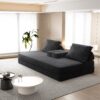 Multifunctional Convertible Sofa Bed With 2 Tumbler Backrests And 2 Pillows, Diy Modern Upholstered Couch - Dark Gray - Image 7