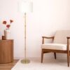 Stellar - Linen Shade Floor Lamp - Gold / Natural Wood / Rattan / White - Image 5