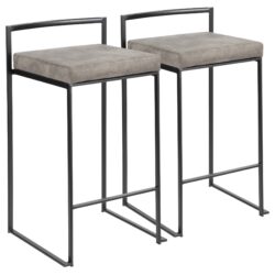 Fuji - Contemporary Stackable Counter Stool (Set of 2) - Black / Stone