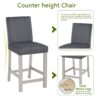 5 Pieces Counter Height Table Set, Wooden Kitchen Table Set With Square Table And 4 Upholstered Chairs - Silver Gray - Image 7