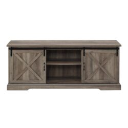 Farmhouse Sliding X Barn Door 70" TV Stand For 80" TVs - Gray Wash