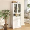 Metal Kitchen Pantry Cabinet Tall Storage With Adjustable Shelves, Heavy Duty Stainless Steel Frame - White - Image 2