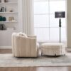 Oversized Swivel Barrel Accent Chair And Ottoman Set With Storage - Beige - Image 7