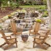 Wooden Outdoor Folding Adirondack Chair (Set of 2) Wood Lounge Patio Chair For Garden, Garden, Lawn, Backyard, Deck, Pool Side, Fire Pit - Light Brown - Image 5