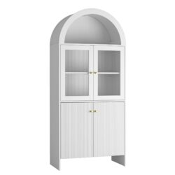 Modern Tech Inspired Dome Cabinet With LED Lighting Smart Snack Storage Solution - White