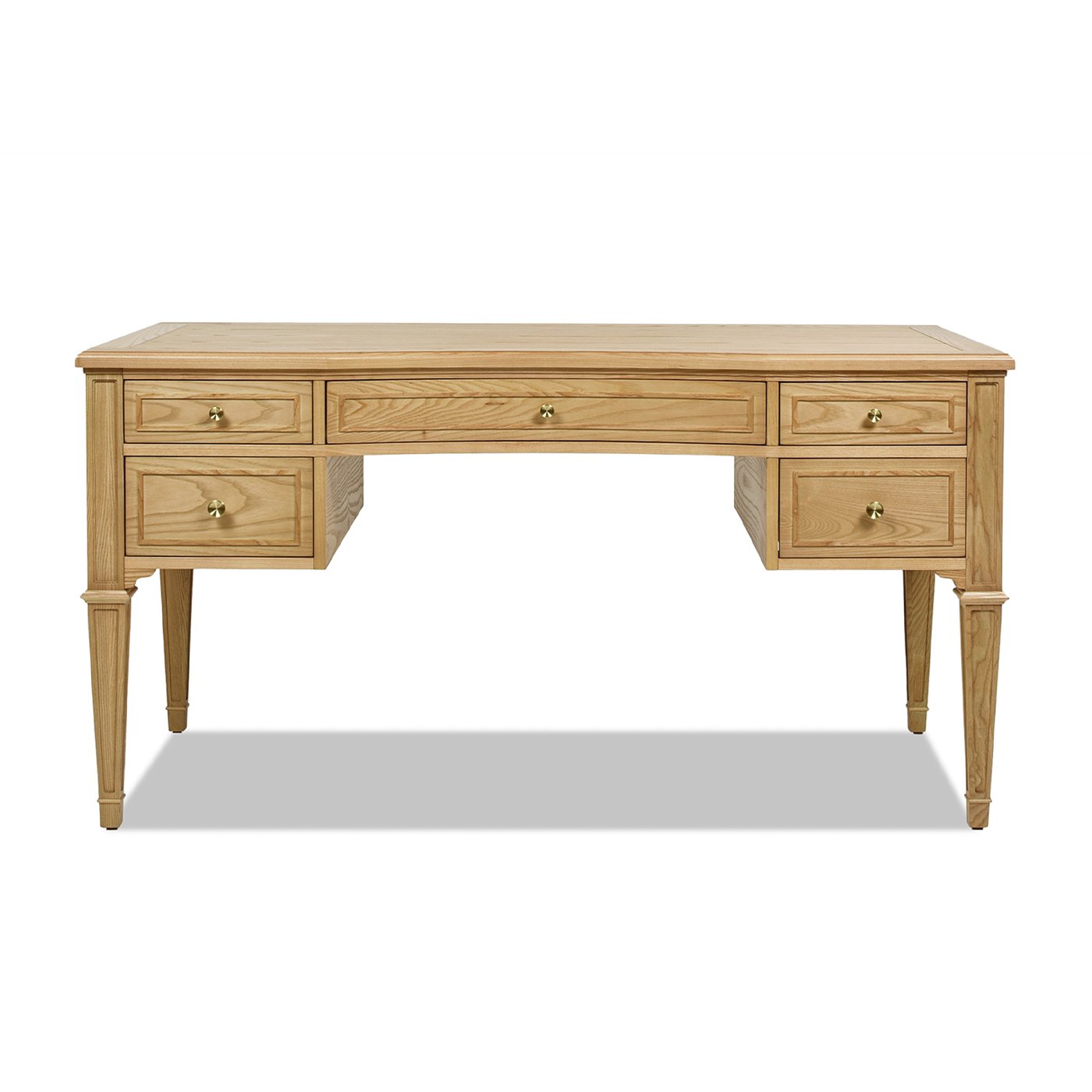 Dauphin - Gold Accent 5 Drawer Executive Desk - Natural Brown - Image 4