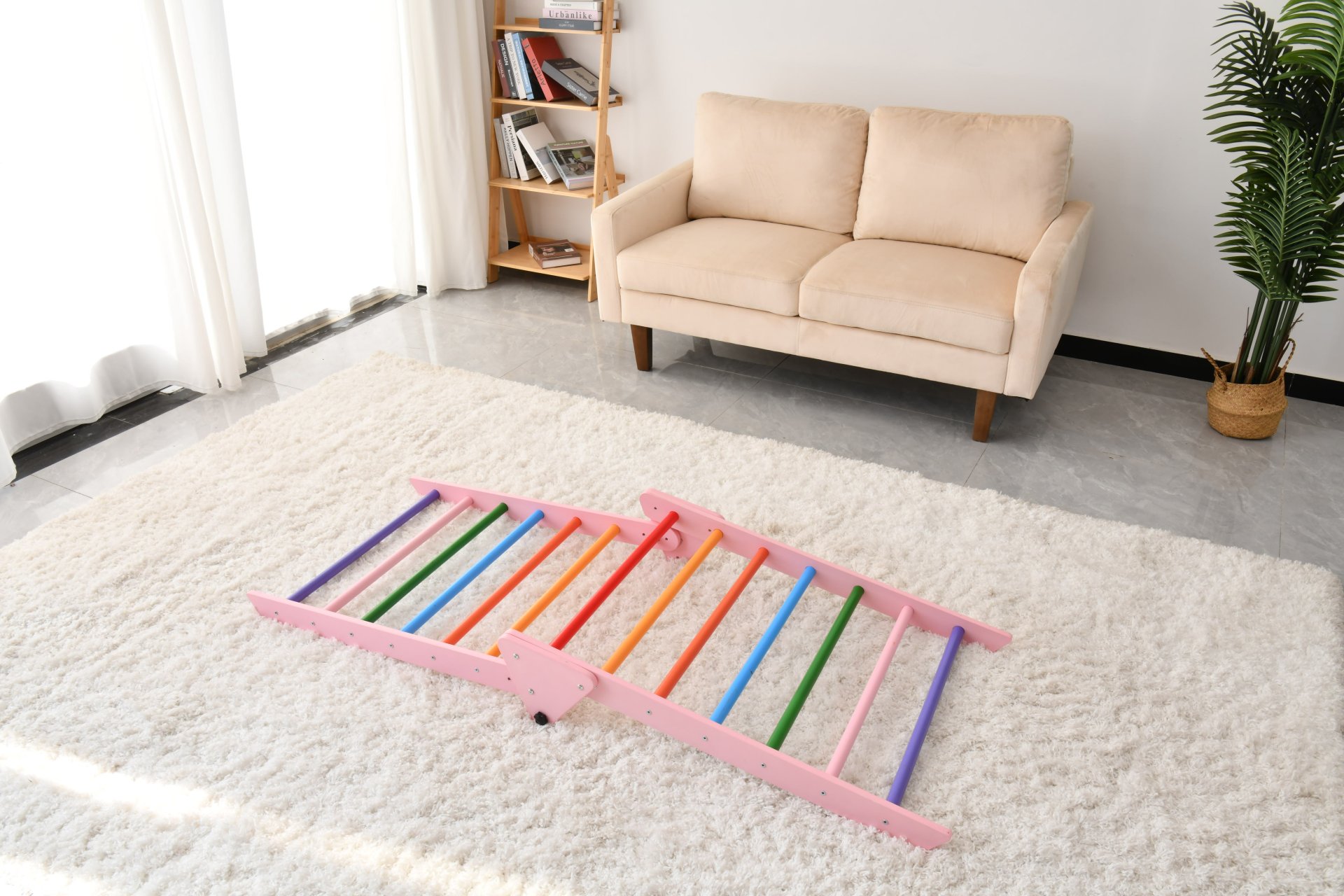 Gardenia - Pikler Triangle Set Montessori Toddler Climbing Toys Indoor, 2 Piece Baby Climbing Gym Indoor Playground - Pink - Image 3