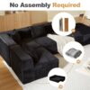 Modular Sectional Couches For Living Room With Deep Seat, L Shape Cloud Sofa Couch, High Density Memory Foam, Boneless Upholstered Couchesy - Black - Image 5