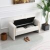 Modern Teddy Bed End Bench With Arms And Storage, Upholstered Large Foot Rest Stool, Comfy Window Vanity Bench For Living Room, Dorm, Coffee Table, Teddy - Cream - Image 5