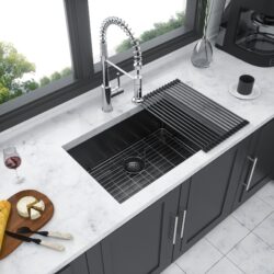 Nano Stainless Steel 23" Undermount Kitchen Sink With 9" Deep Single Bowl - Gunmetal Black