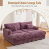 Oversized Double Chaise Lounge Sofa Bed With USB Ports & Cup Holders - Wine Red - Image 5