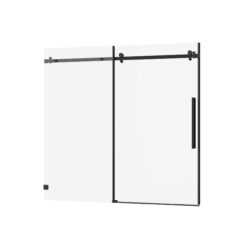 Frameless Tub Sliding Shower Door With Easy Clean Coating, 6mm Tempered Glass, 60" X 58" - Matte Black