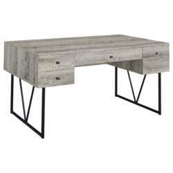 Charm - Writing Desk With 4 Drawers And Open Shelf - Driftwood / Gray