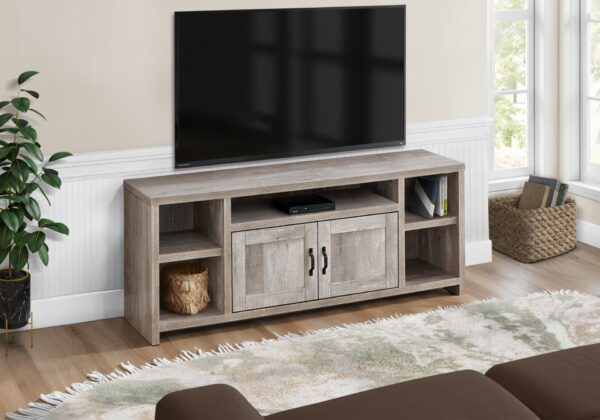 TV Stand, Console, Media Entertainment Center, Storage, Elegant Design, Transitional - Taupe