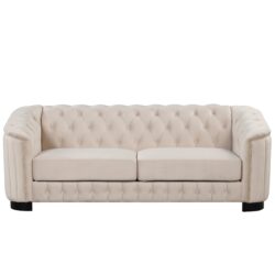 Upholstered Sofa With Legs, Thick Removable Seat Cushion - Beige