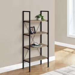 Bookshelf, Bookcase, 4 Tier, Office, Bedroom, Contemporary, Modern - Taupe
