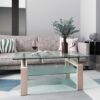Rectangle Glass Coffee Table Modern Side Center Table For Living Room - Clear - Image 4