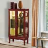Curio Cabinet Lighted Curio Diapaly Cabinet With Adjustable Shelves And Mirrored Back Panel, Tempered Glass Doors 3 Tier, (E26 Light Bulb Not Included) - Cherry - Image 7