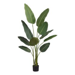 60" Tall, Artificial Plant, Bird Of Paradise Tree, Indoor, Faux, Fake, Floor, Greenery, Potted, Decorative - Green / Black