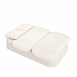 2 In 1 Foldable Sofa Plush Corduroy Sofa Convertible Floor Sofa Bed Deep Seating With Multi Functional Blanket Suitable For Living Rooms - Beige