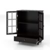 Buffet Cabinet With Double Glass Doors And Drawer, Storage Sideboard - Black - Image 17