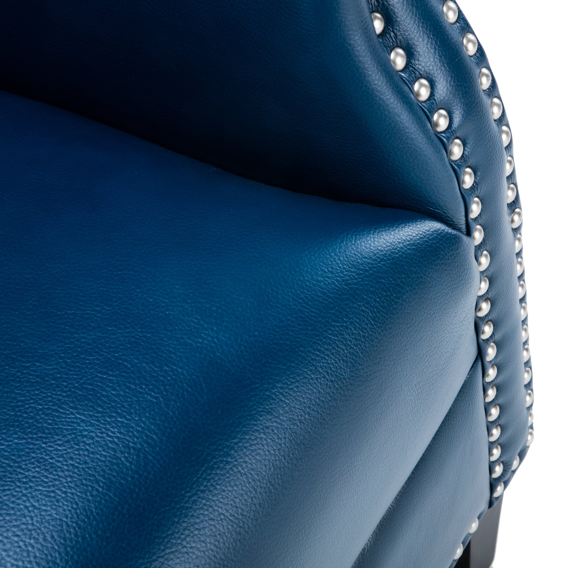 Holly - Club Chair Upholstered With Nailhead Trim - Navy Blue - Image 5
