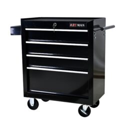 Rolling Tool Chest, 4 Drawer Tool Box With Wheels, Heavy Duty Industrial Service Cart Storage Organizer With Locking System, Rolling Tool Box Organizer Tool Case For Garage, Repair Shop - Black
