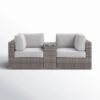 Handcrafted Outdoor Loveseat With Seating And Cushions - Gray Mix - Image 5